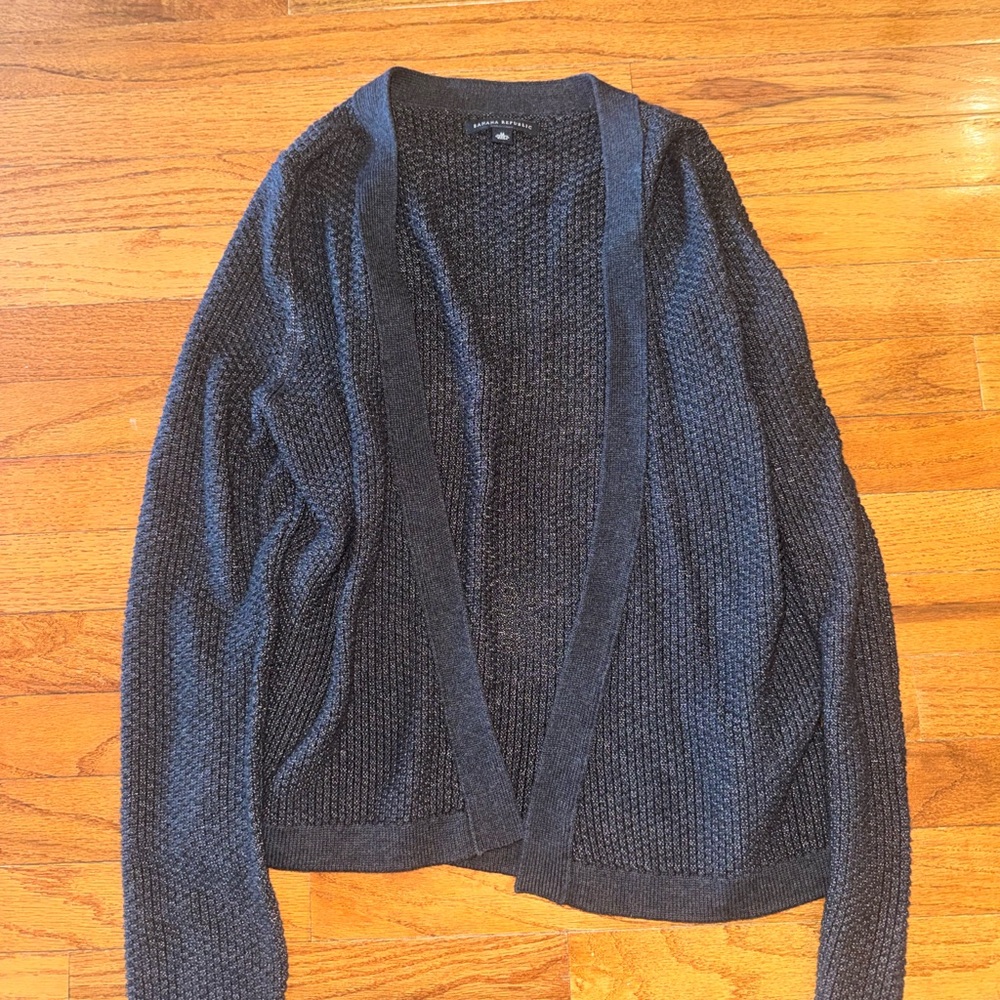 Banana Republic Charcoal Textured Open Cardigan